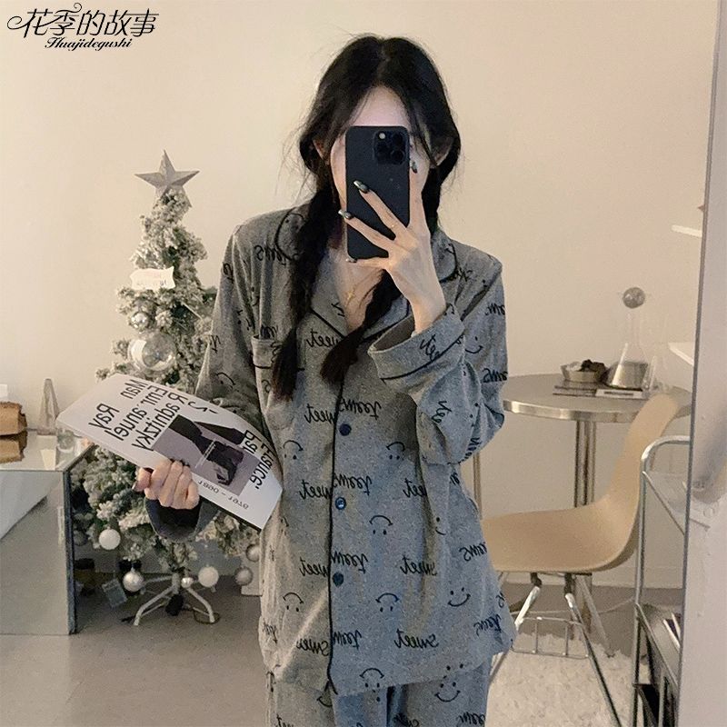 花季的故事睡衣女德絨春秋季長袖長褲ins高顏值休閒家居服可外穿