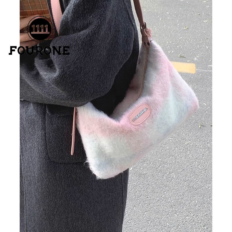 Wool plaid armpit bag for women new trendy Korean small tote bag versatile crossbody bag