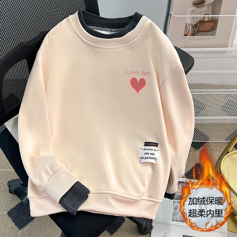 衛衣女2023秋裝新款外穿韓版印花圓領寬鬆顯瘦遮肚大碼加絨上衣潮