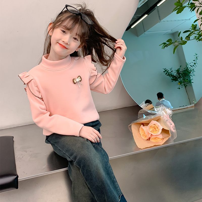 Winter velvet girls' bottoming shirt autumn and winter  new winter clothing for older girls with thickened children's velvet tops