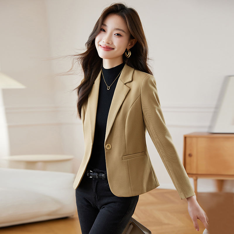 Brown short blazer women's petite top Spring and Autumn 2024 new style slim temperament high-end suit