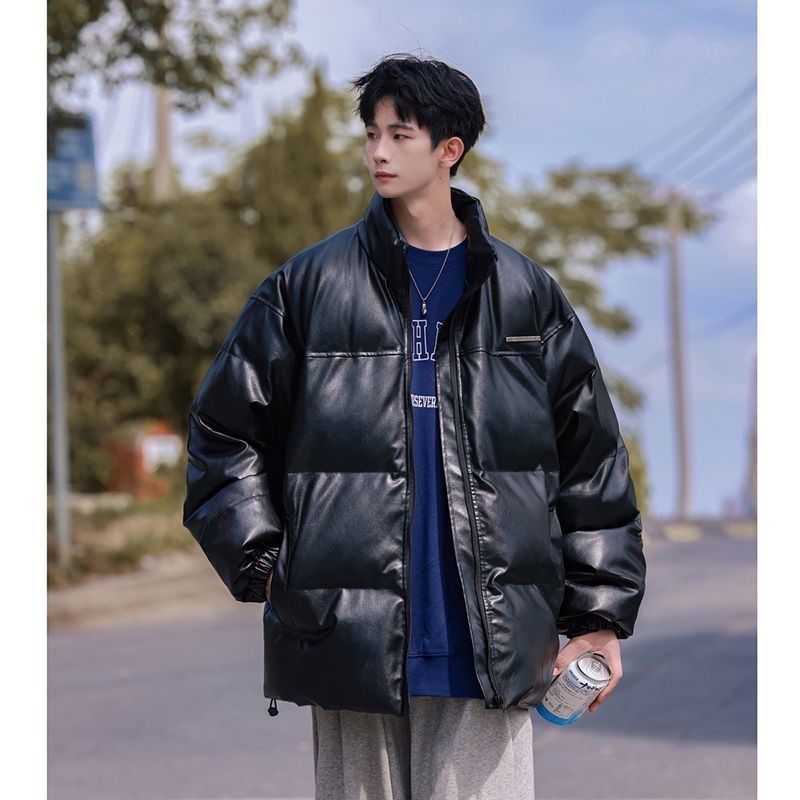 棉衣男冬季外套美式cityboy復古羽絨棉服大學生抗寒加厚PU皮棉襖