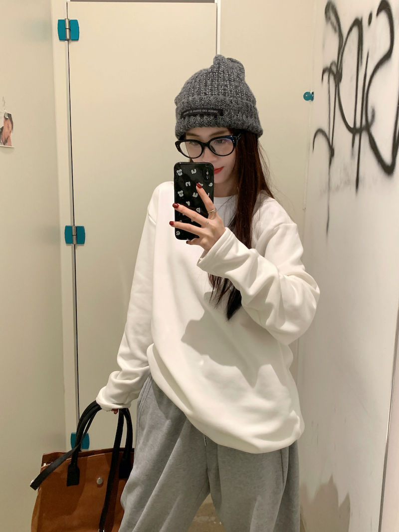 加絨白色打底衫女秋冬內搭2023新款中長款遮屁股寬鬆百搭長袖t恤