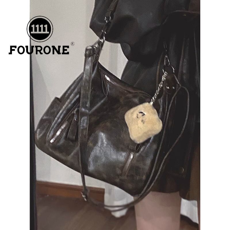 Niche texture armpit bag women's new trendy Maillard retro tote bag hand-held crossbody bag