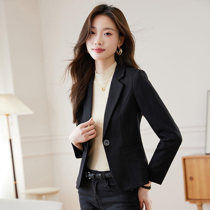 黑色短款西裝外套女小個子上衣春秋2024新款修身氣質高級感西服