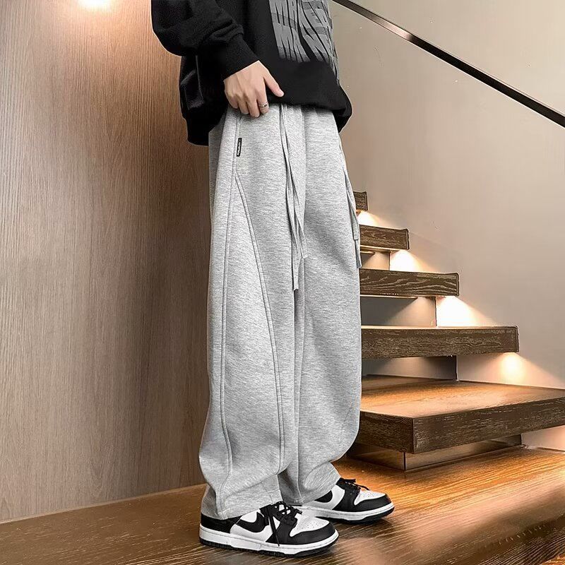 萬梵度美式高街復古直筒休閒褲男2023秋季寬鬆潮牌休閒百搭闊腿褲