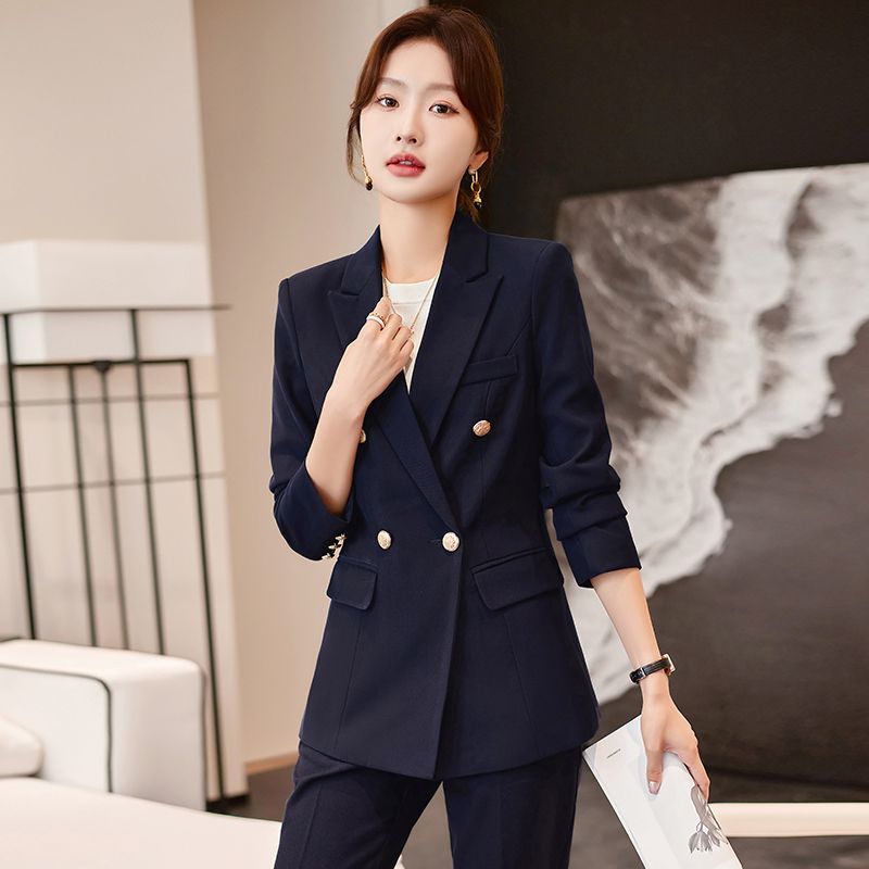 Black suit suit for women in autumn and winter thickened quilted professional attire, temperament and high-end interview formal jacket work clothes