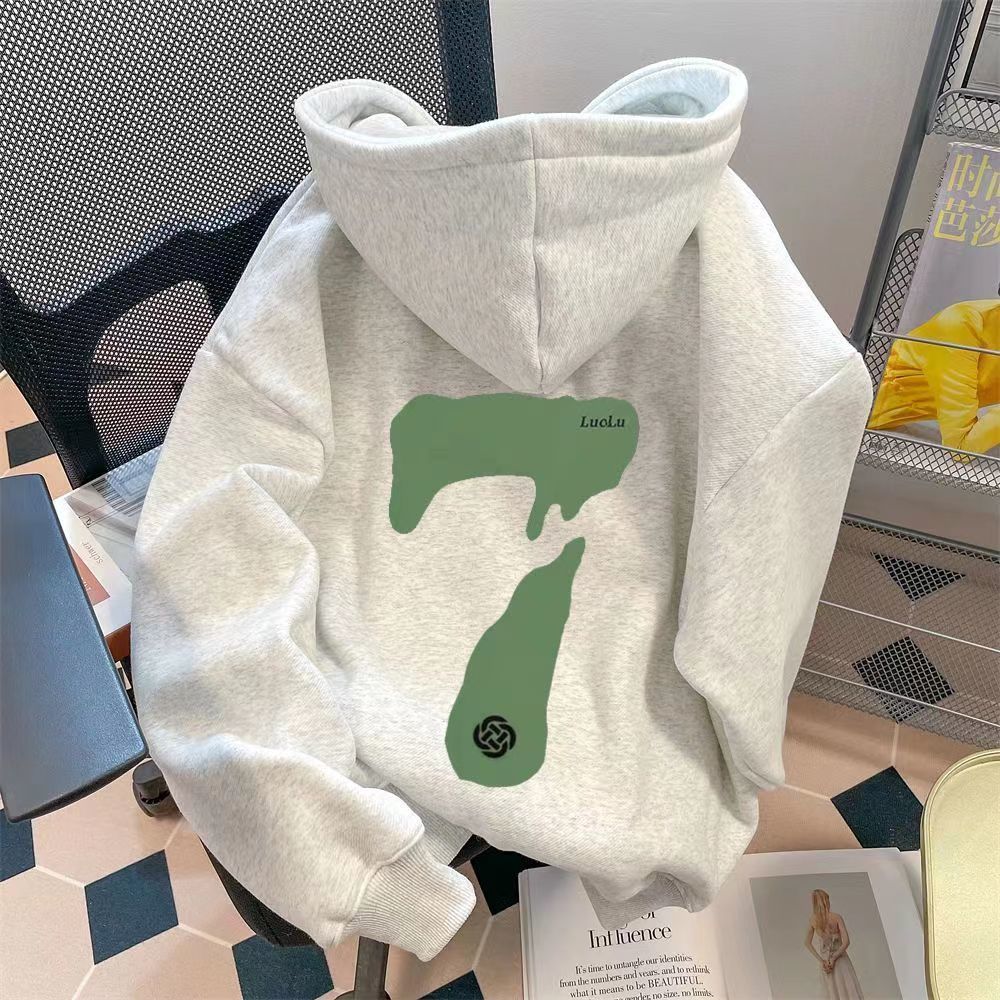 連帽衛衣男女同款秋冬新款小眾設計感寬鬆慵懶風加絨加厚帶帽外套