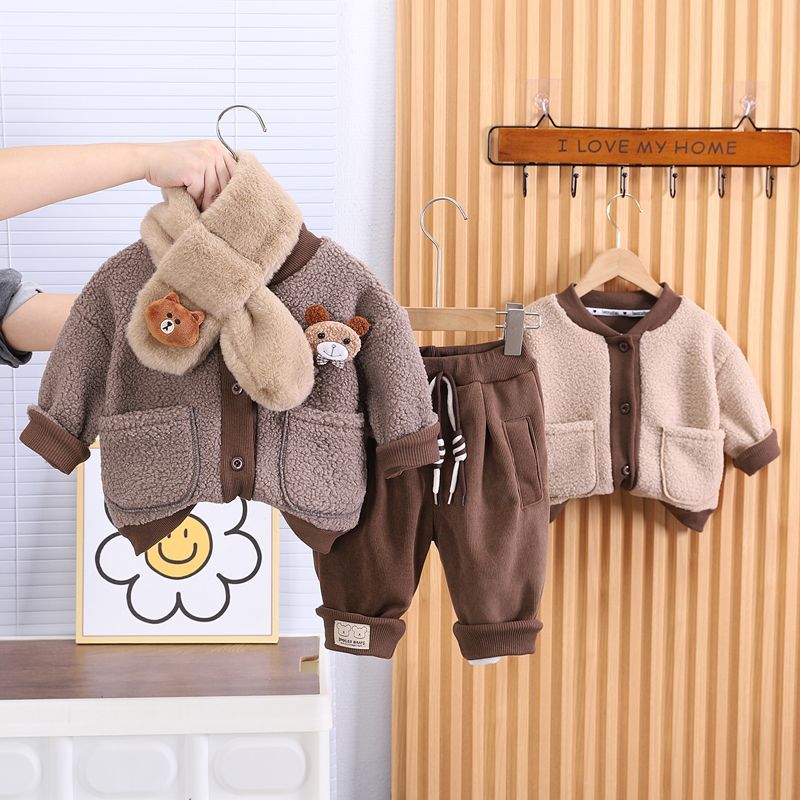 男童秋冬套装新款婴儿童装冬季洋气男宝宝冬装加绒加厚外穿两件套