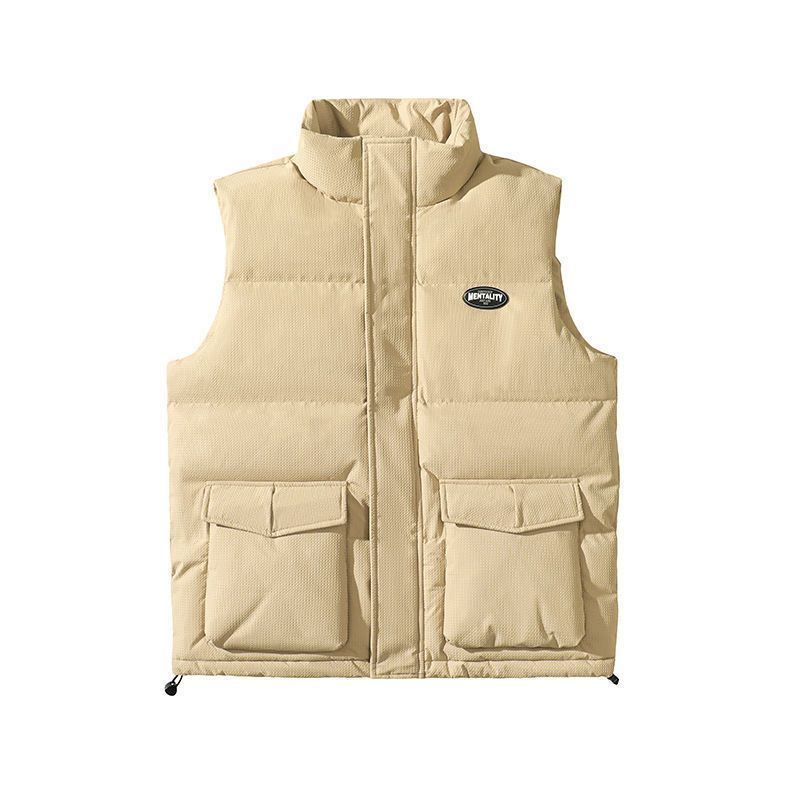 Wanfandu workwear cotton vest men's autumn and winter multi-pocket stand collar design niche loose sleeveless cotton jacket