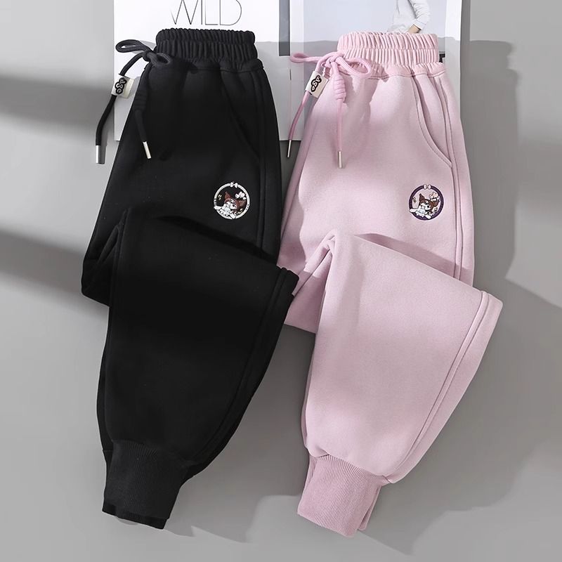 Girls' velvet pants  autumn and winter style outer wear children's sweatpants girls winter all-in-one velvet casual sports pants