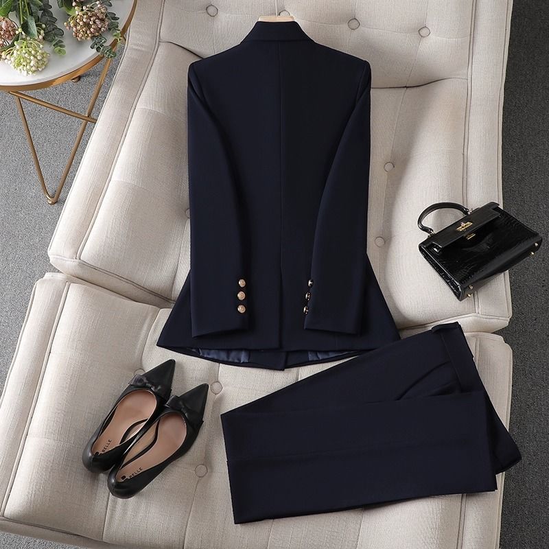Black suit suit for women in autumn and winter thickened quilted professional attire, temperament and high-end interview formal jacket work clothes