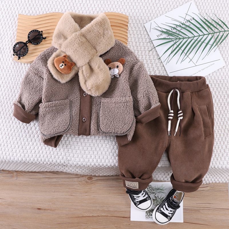 男童秋冬套装新款婴儿童装冬季洋气男宝宝冬装加绒加厚外穿两件套
