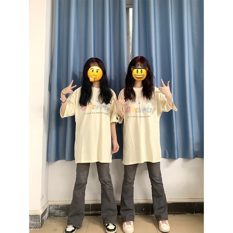美式彈力復古做舊辣妹微喇褲秋冬新款高腰修身雙扣設計拖地牛仔褲