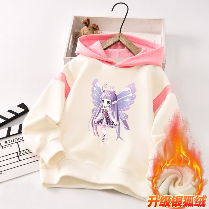 Girls sweatshirt winter new hooded color matching casual, fashionable, loose, versatile, medium and large children's trendy Korean style long sleeves