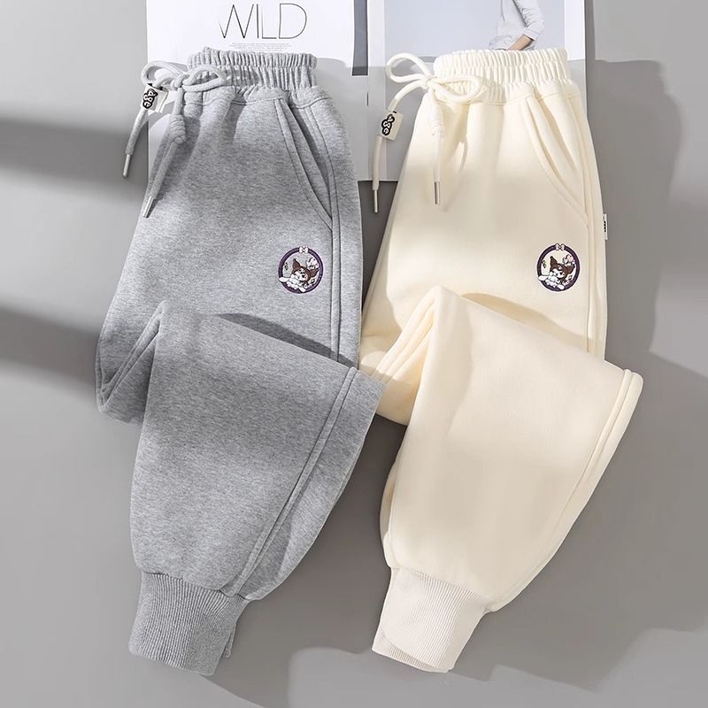 Girls' velvet pants  autumn and winter style outer wear children's sweatpants girls winter all-in-one velvet casual sports pants