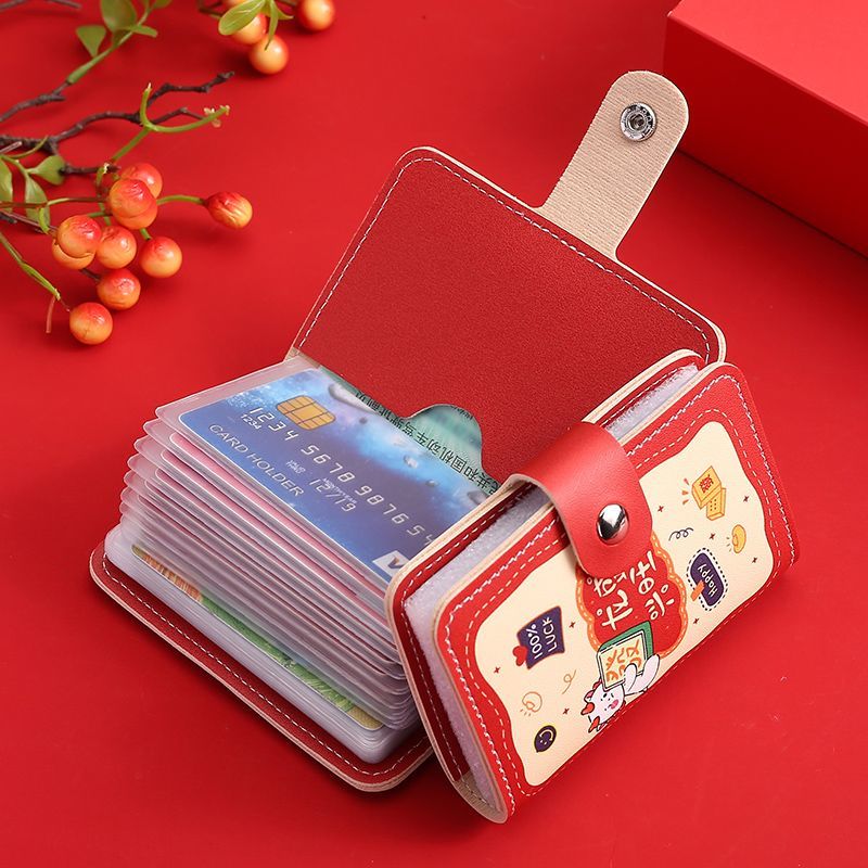 New card holder, ID bag, women's ultra-thin cartoon large capacity, multiple card slots, compact anti-degaussing wallet and card holder in one