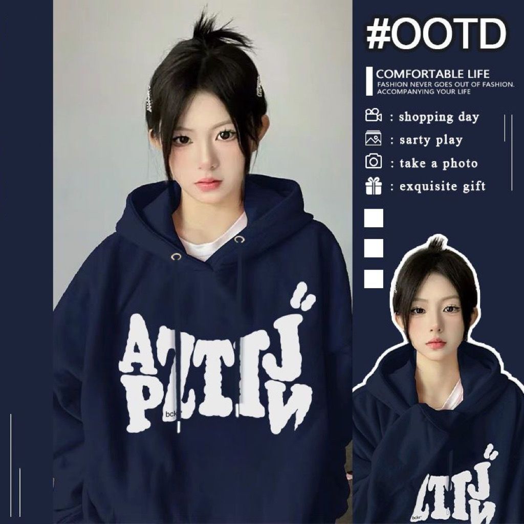 美式設計感連帽衛衣女秋冬季新款加絨加厚oversize寬鬆上衣潮ins