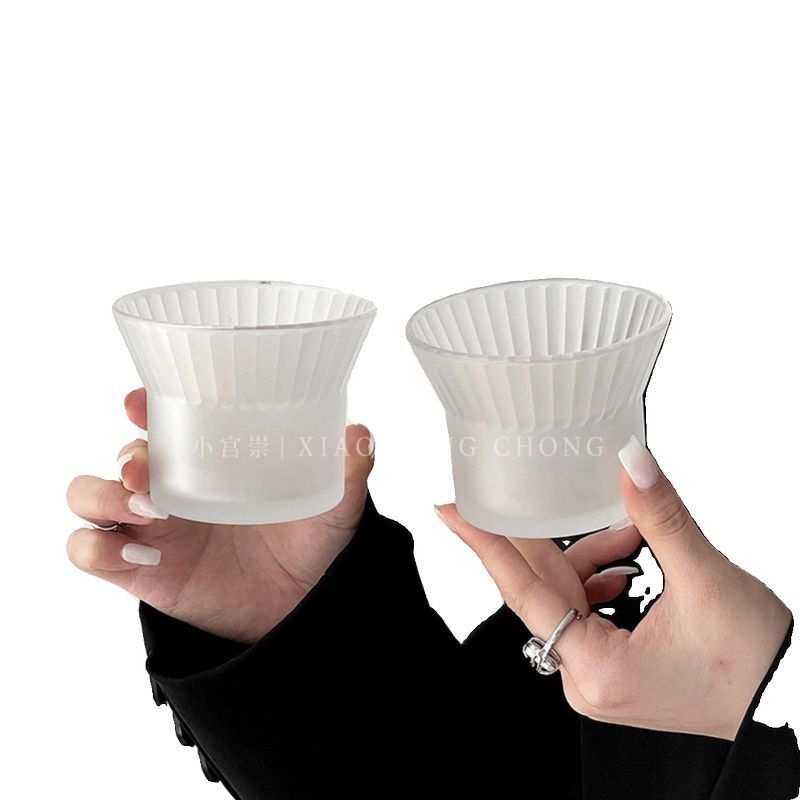小众设计竖纹玻璃杯家用防烫竹套喝水杯子高级感轻奢咖啡杯冷饮杯