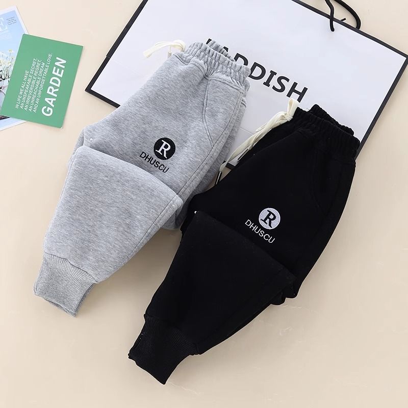 Children's velvet pants for boys in winter, thickened outer velvet sweatpants for girls, baby and children's sports pants