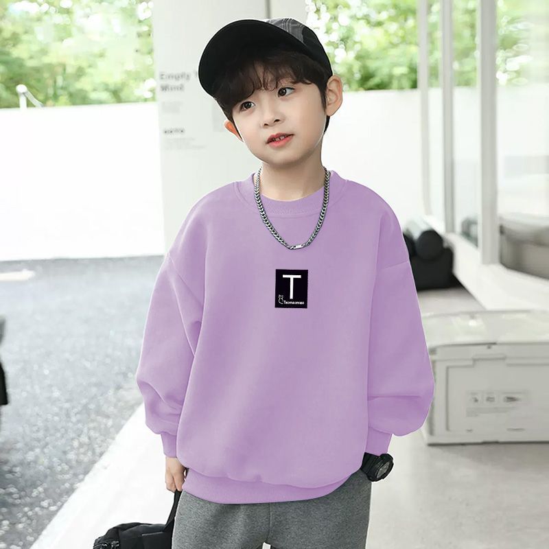 Children's long-sleeved T-shirts for boys and girls trendy printed medium and large children's bottoming shirts