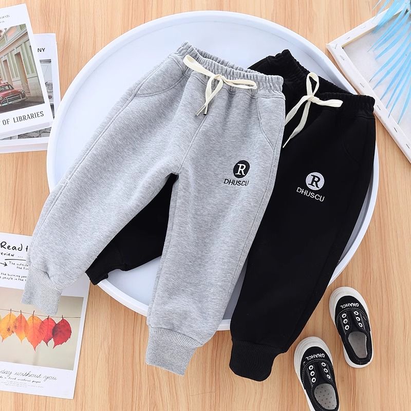 Children's velvet pants for boys in winter, thickened outer velvet sweatpants for girls, baby and children's sports pants