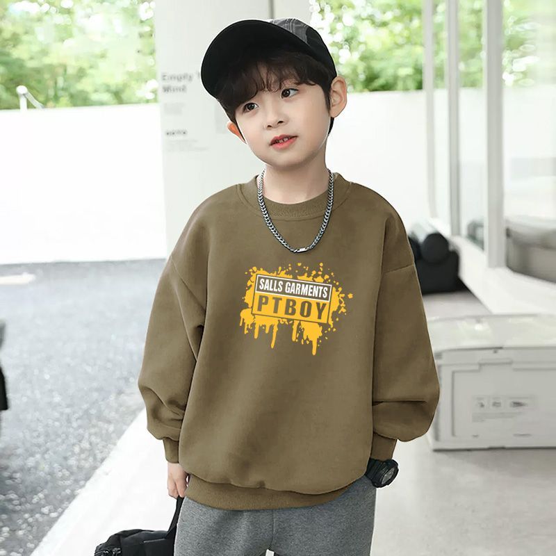 Children's autumn and winter long-sleeved thickened velvet T-shirts for boys and girls cartoon autumn and winter bottoming shirts