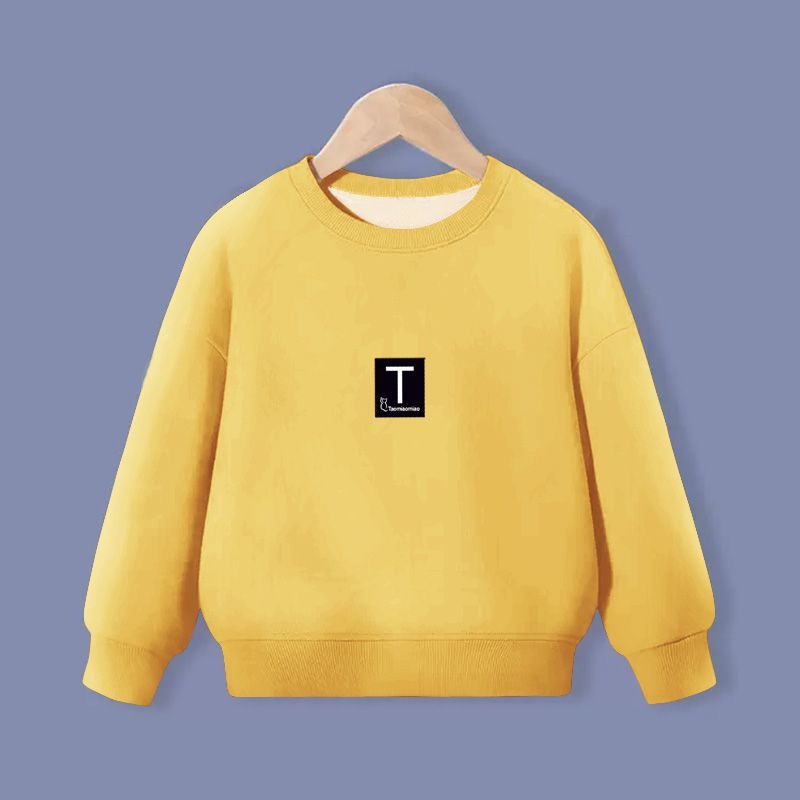 Children's German velvet bottoming thickened autumn and winter boys and girls tops with round neck warm autumn and winter clothes children's sweatshirts