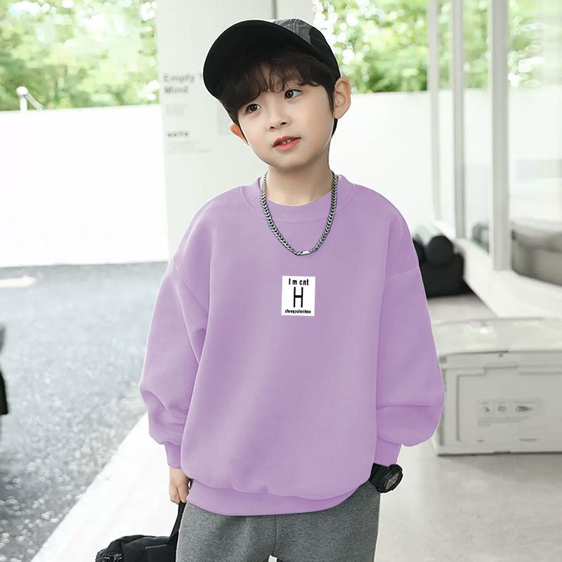 Boys and girls bottoming shirts for autumn and winter, stylish thickened warm inner velvet tops for older children.