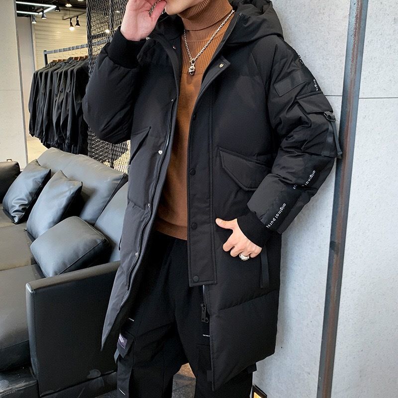 羽絨服男士中長款冬季白鴨絨加厚保暖工裝連帽青少年帥氣百搭外套