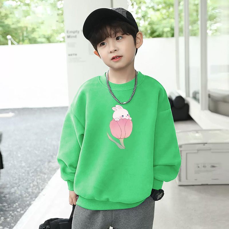 Children's German velvet inner layered cartoon bottoming shirt, autumn and winter T-shirt for boys and girls, medium and large children's warm and stylish top
