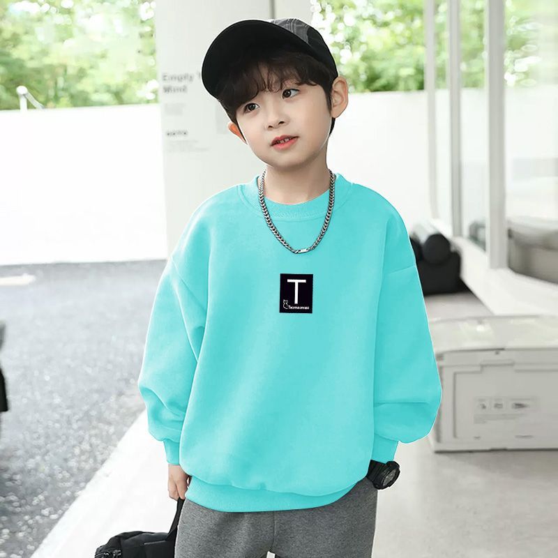 Children's German velvet bottoming shirt for autumn and winter, baby's autumn and winter clothes, boys and girls round neck tops, children's long-sleeved T-shirts