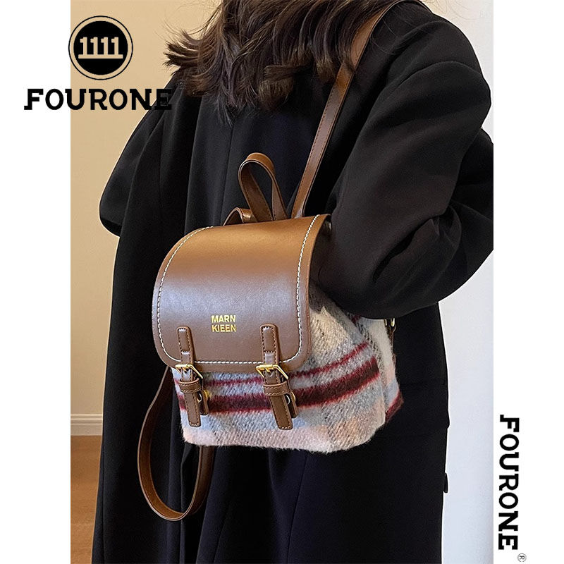 Backpack Women's Backpack New Trendy Fashion Niche Designer High-Quality Plaid College Style School Bag