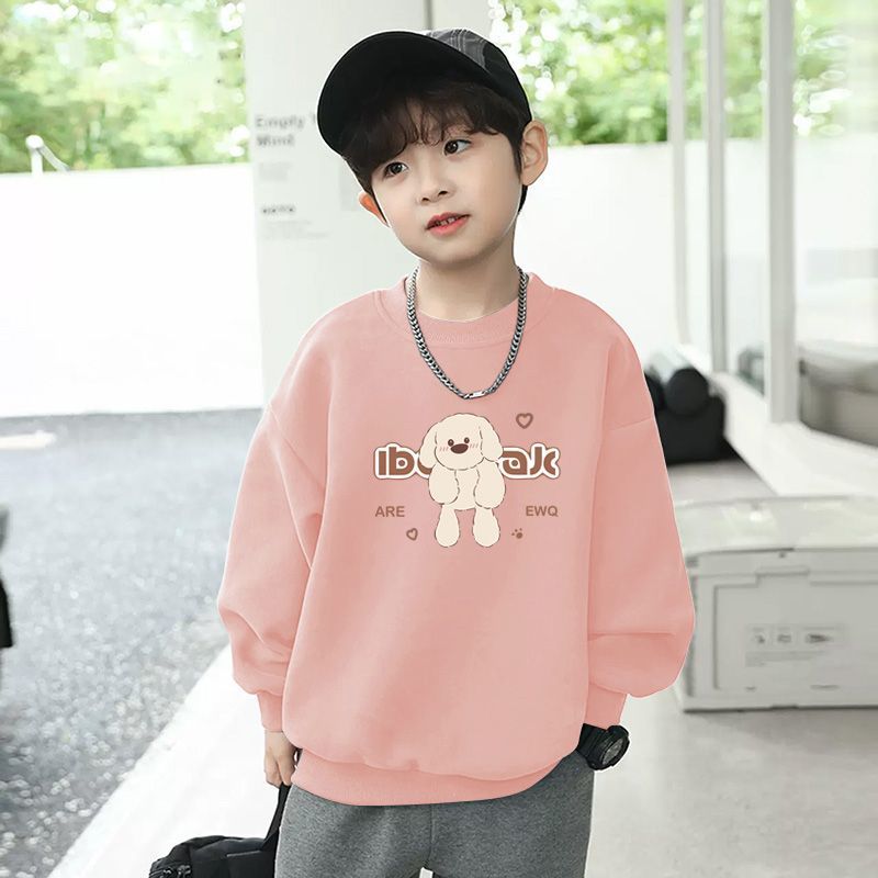 Boys and girls German velvet T-shirt long-sleeved children's men's and women's bottoming autumn and winter middle and large children's autumn and winter thickened round neck trendy