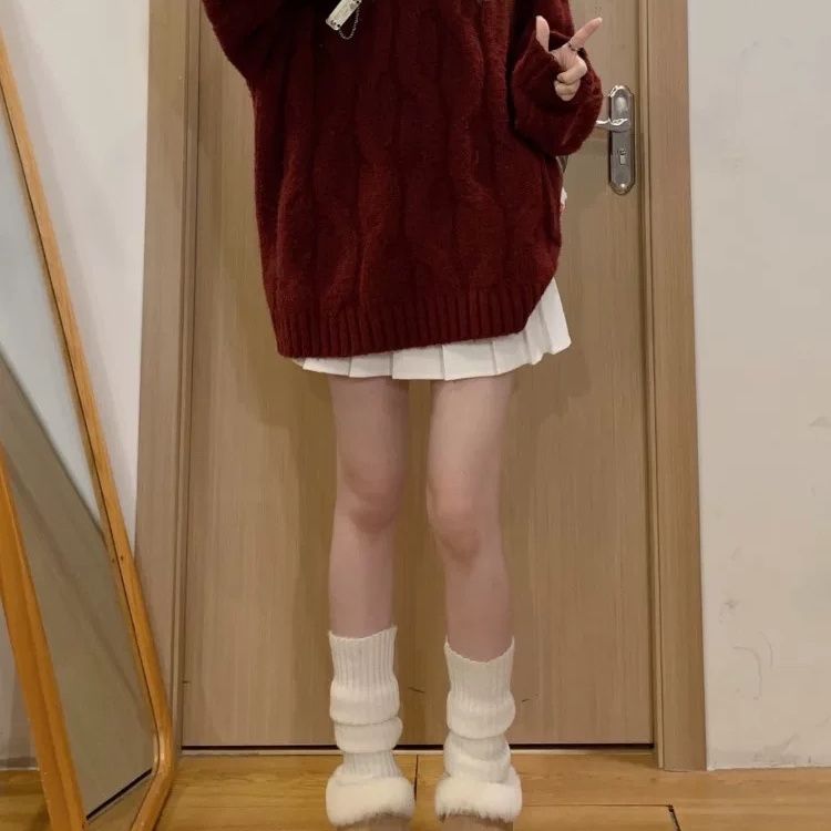 美式簡約復古紅色毛衣女秋冬新款寬鬆外穿麻花針織衫慵懶風上衣潮