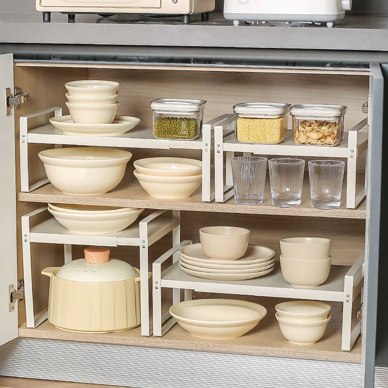 橱柜分层架可伸缩厨房置物架台面多功能柜子隔板收纳碗碟锅具架子