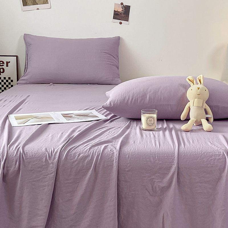 纯色香芋紫水洗棉枕套家用成人枕头套48x74单人枕芯内胆套一对装