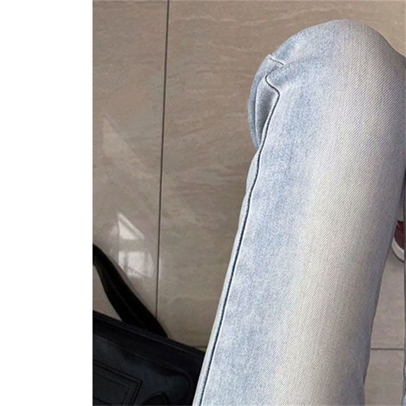 黃泥小個子微喇叭牛仔褲女秋冬款加絨加厚高腰顯瘦彈力百搭馬蹄褲