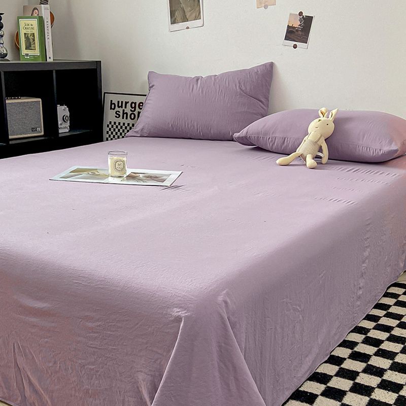 纯色香芋紫水洗棉枕套家用成人枕头套48x74单人枕芯内胆套一对装