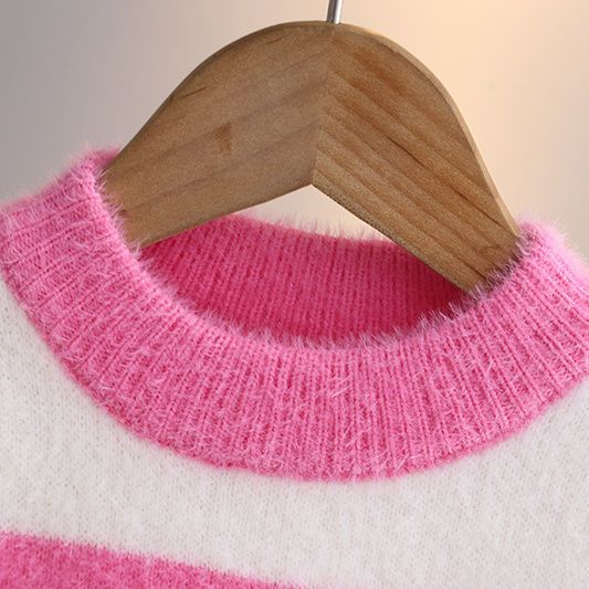 女童冬季毛衣2023新款加厚套头儿童圆领针织打底衫保暖中大童上衣