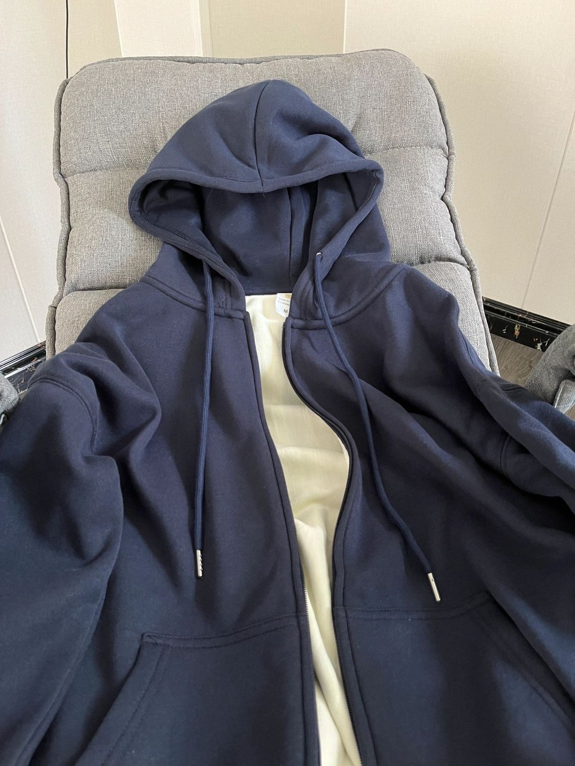 Heavyweight pure cotton silver fox velvet American cardigan hooded sweatshirt for men and women in autumn and winter simple loose lazy style zipper jacket