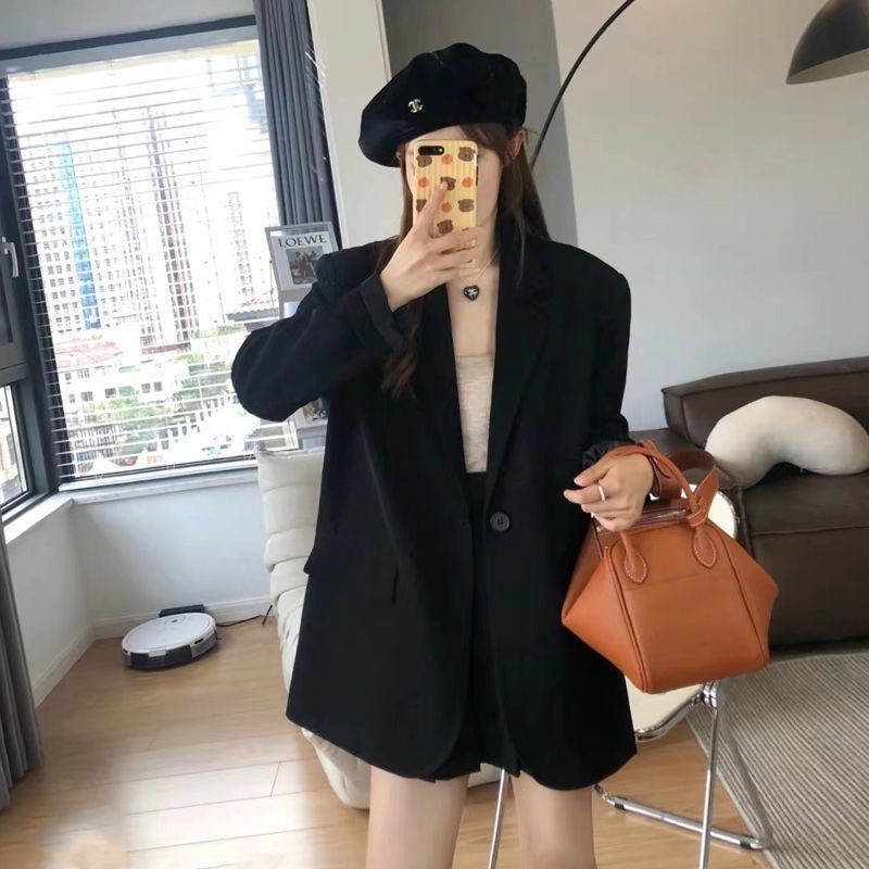 黑色小西裝外套女2023CASS高級感秋冬裝新款oversize寬鬆休閒西服