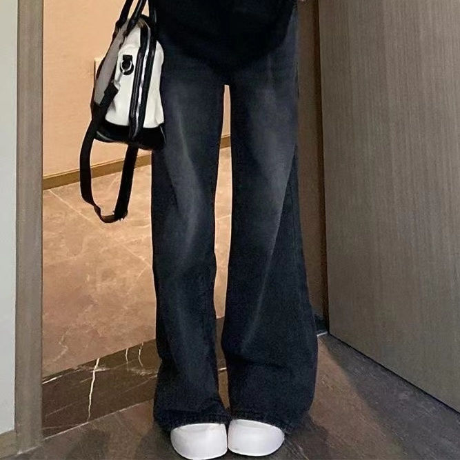 梨形身材微喇牛仔褲女加絨加厚2023年秋冬新款高腰顯瘦胖mm微喇褲