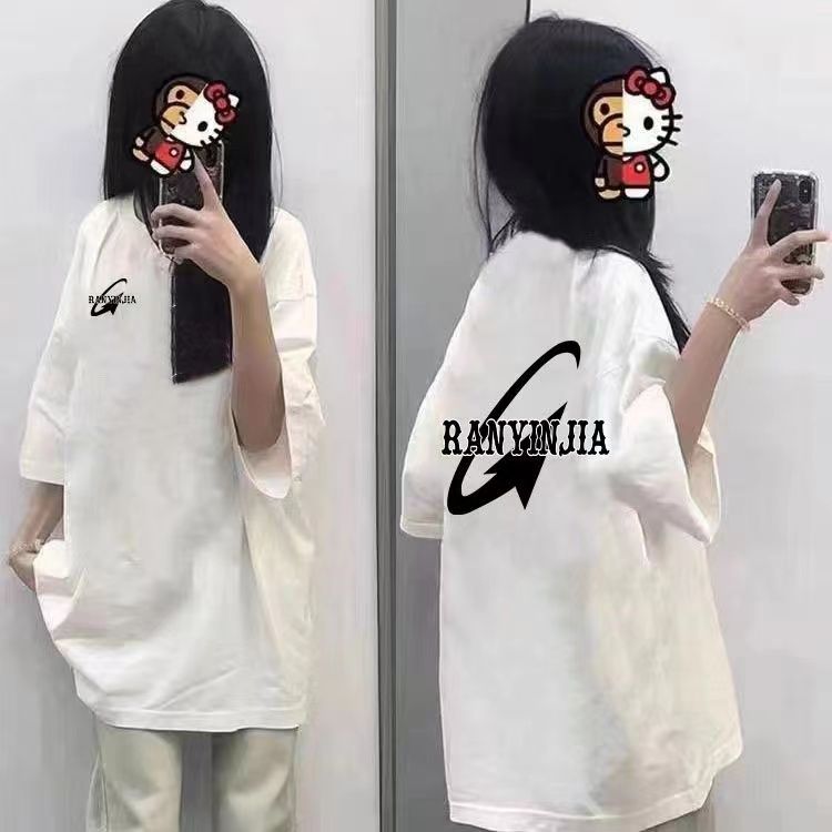 100%純棉短袖t恤女韓版夏季寬鬆百搭美式復古港味chic情侶上衣ins