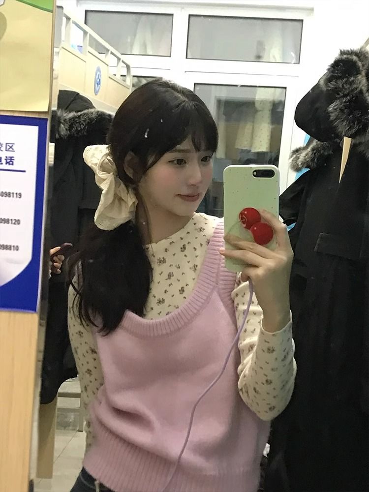 德絨保暖打底衫女秋冬季新款碎花小香風長袖氣質內搭針織衫上衣潮