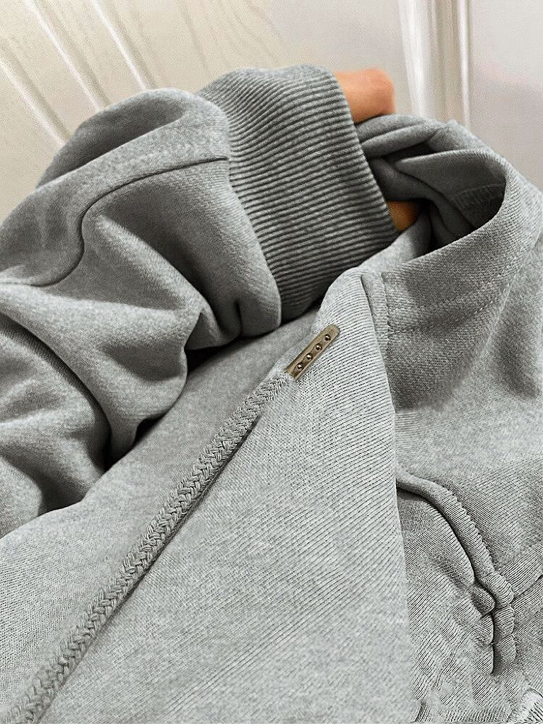 Gray velvet sweatshirt for women autumn and winter 2023 new hot style thickened hooded small couple zipper jacket cardigan