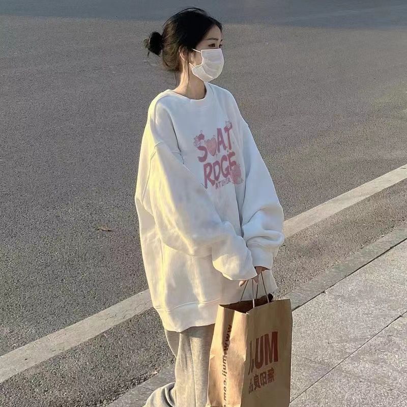 大碼衛衣女2023新款秋冬加絨加厚oversize潮牌秋裝寬鬆冬季上衣女
