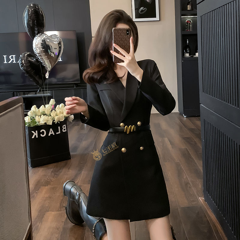 High-end temperament professional suit dress for women 2024 new spring and autumn slim black long-sleeved small suit jacket
