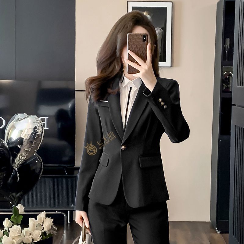 Black small blazer women's slim fit spring and autumn fashion temperament high-end suit formal wear professional suit women's work clothes