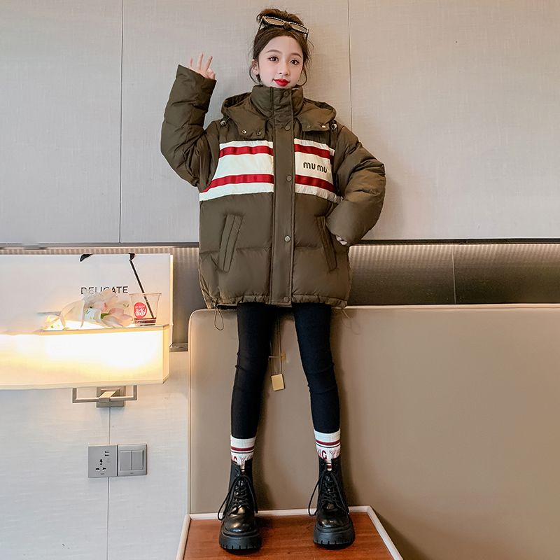 女童冬裝羽絨服2023新款洋氣兒童冬季加厚白鴨絨小女孩外套上衣